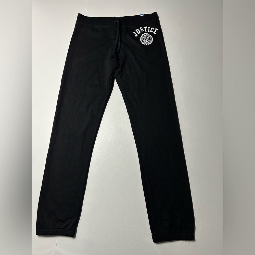 Justice girls, extra large, (18 ) jogger pants with logo‎ on front